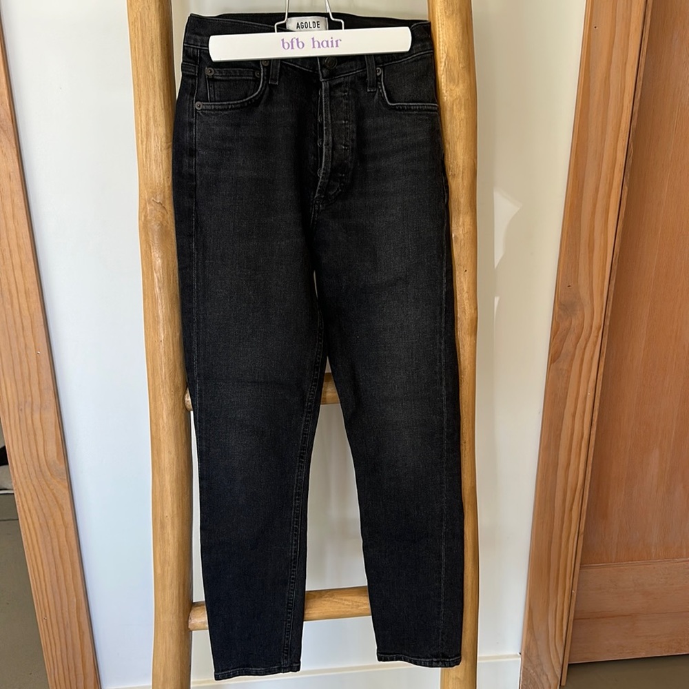 Agolde Nico High Waisted Black Denim Jeans